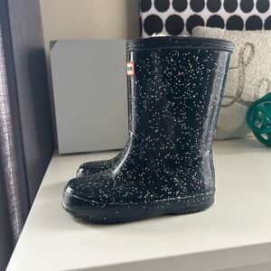 Hunter Kids Speckled Black Rain Boots